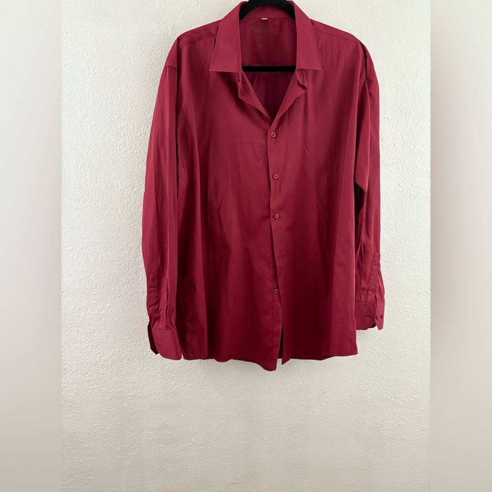 Vitarelli Italy Slim Fit Red Button Down Shirt 18.5 34/35 Classic Dress Shirt